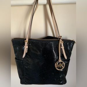 MICHALE KORS Snake Skin Print jet Set Tote Laptop Work Shoulder Bag Handbag